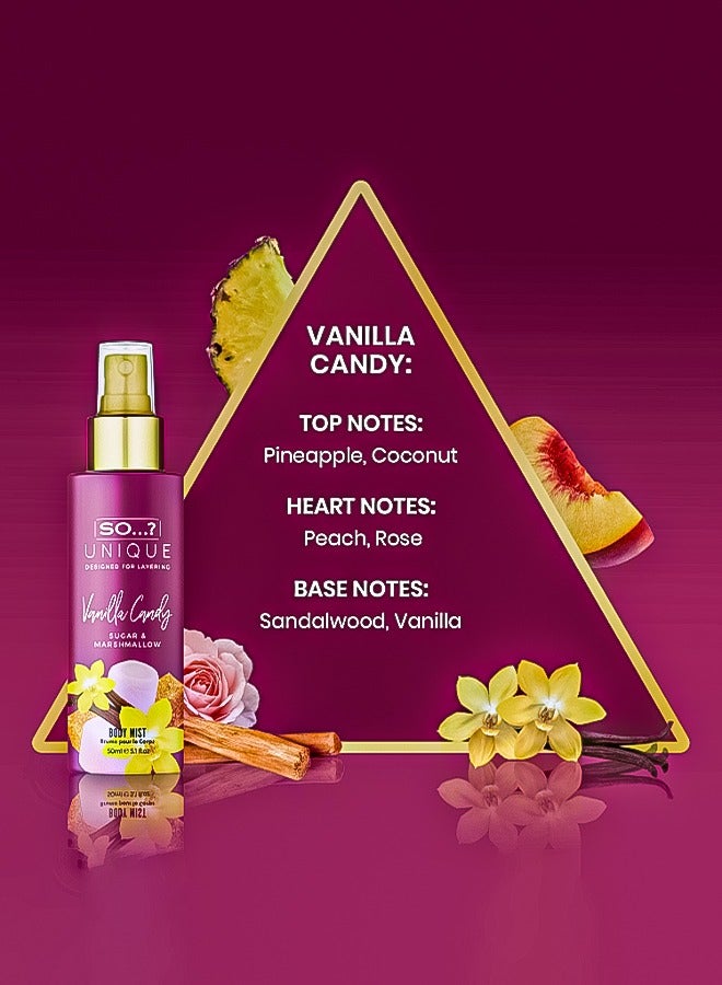 So..? Unique Mini Mist Womens Gift Set With Vanilla Candy, Sweet Pea, Truffle Cream, & Cashmere, Body Mist Fragrance Spray Set (4 X 50Ml). image 6
