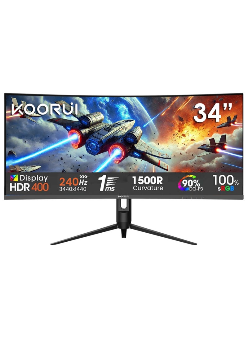 34-Inch Curved Ultrawide Gaming Monitor | WQHD 3440×1440 VA Panel, 240Hz, 1ms MPRT, HDR400, 1500R Curvature, Adaptive Sync, 2× HDMI 2.0 & DP 1.4, VESA Mountable G3441XC image 1