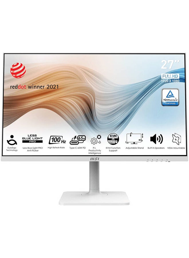MSI Modern MD272XPW Business Monitor, 27" FHD IPS Display, 100Hz Refresh Rate, 1ms (MPRT) Response Time, AMD FreeSync Technology, 16.7M Display Colors, KVM Switch Design, Black | MD272XPW White image 1