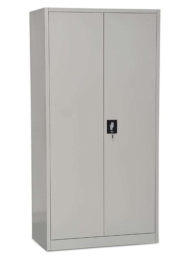Multi Home Furniture Steel Office Cupboard with Lock – 2 Door Wardrobe Cabinet for Clothes & Files – Grey Powder Coated Metal Storage Cabinet with Adj