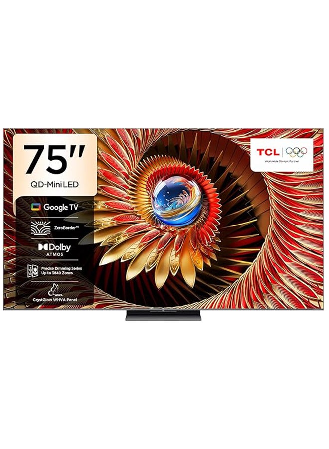 75 Inch Smart TV 4K QD-Mini LED Gaming Google TV, 144Hz Native Refresh Rate, Precise Dimming Series Up to 3840 Zones, CrystGlow WHVA Panel, HDR 4500 nits, ZeroBorder (2025 Model) 75C8K black image 1