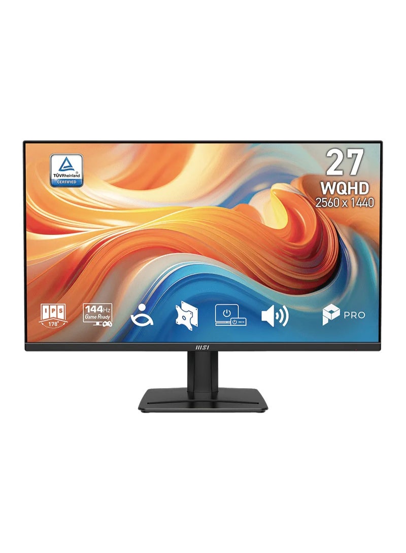 MSI PRO MP275Q E14 27″ WQHD IPS Monitor, 144Hz Refresh Rate, 1ms MPRT, FreeSync/Adaptive Sync, HDR Ready, 178° Wide View Angles, 10-bit 1.07B Colors, HDMI + DisplayPort, Built-in Speakers, Eye-Care Technology, Ergonomic Tilt & VESA Mount, Black | 9S6-3PF2CM-018 image 1