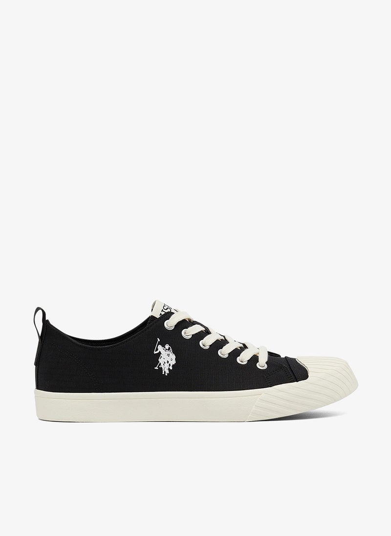 Men's Black Low-Top Canvas Sneakers - Iconic Branding for a Clean Look Shoes image 1