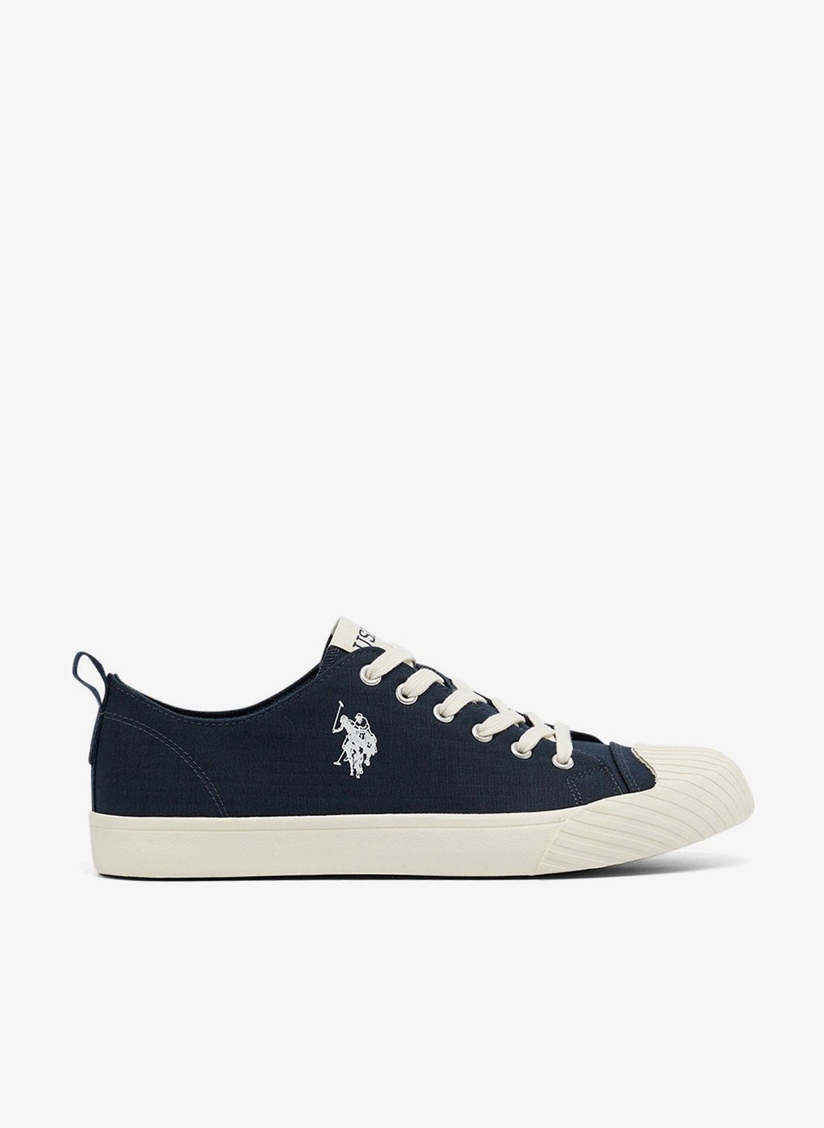 Men's Navy Low-Top Canvas Sneakers - Iconic Branding for a Clean Look Shoes image 1