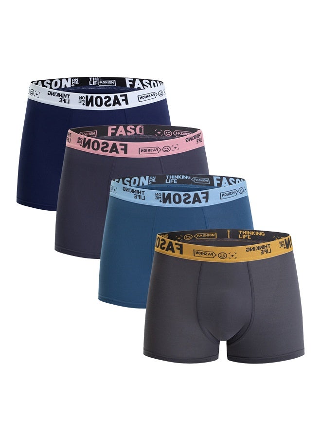 Zeemey 4 Pack Men's Fashion Sort Boxer Briefs & Trunks,Breathable Stretch Cotton Moisture-Wicking Underwear,Modern Fit Low Rise image 1