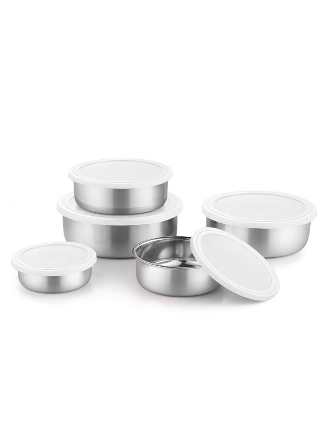 5Pcs Stainless Steel Mixing Bowls with Airtight Lids, Salad Bowls for Kitchen, Baking, Cooking, Meal Prep, Food Storage Organization