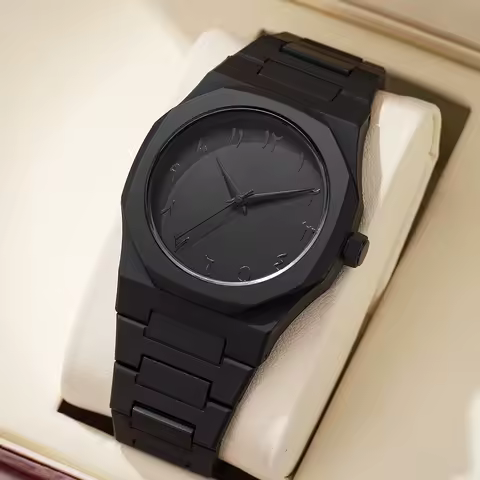 Modern Minimalist Personality Creative All-black Men's Watch Arabic Digital Sports Leisure Quartz Watch Unique Design Watch image 1