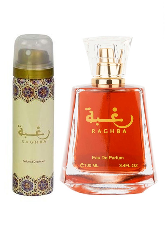 Lattafa Raghba EDP With Perfumed Deodorant 100ml image 1