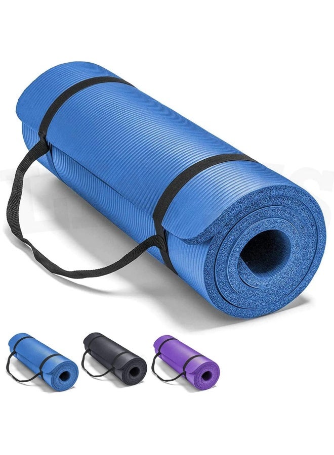 Yoga Mat Non Slip, Yoga Mat with Strap Included 10mm Thick Exercise Mat Ideal for HiiT, Pilates, Yoga and Many Other Home Workouts