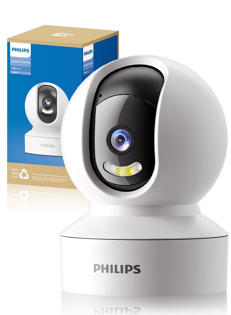 Philips 360° Smart Security Camera, 1080P WiFi Indoor/Outdoor Surveillance, Motion Detection, Privacy Mode,Only supports 2.4G Wifi, Smart Tracking, Tw
