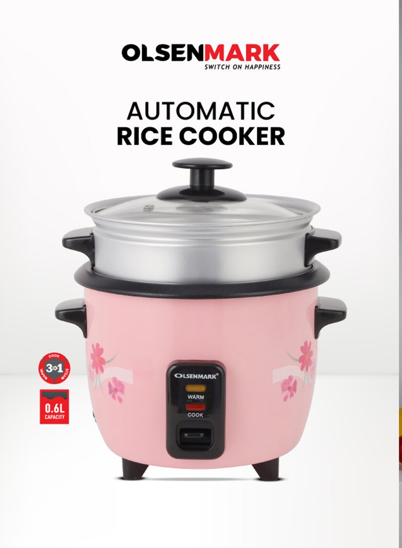 0.6 L Multifunctional Rice Cooker With Non-Stick Inner Pot With Cool Touch Handle/Includes Cook And Keep Warm Functions, Equipped With Tempered Glass