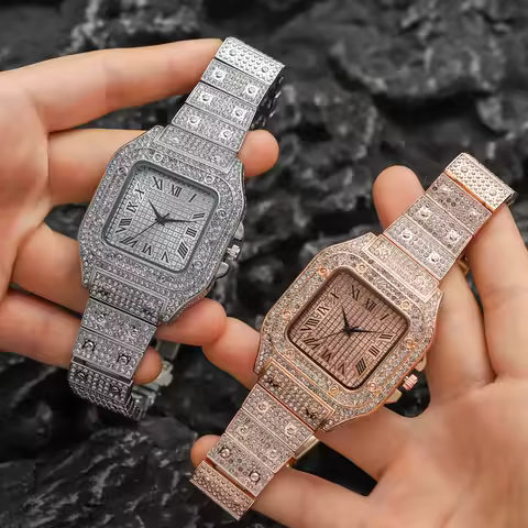 Classic Luxury Business Men's Steel Strap Square Roman Scale Rhinestone Quartz Watch Lesiure Male Wristwatch Relogio Masculino image 1