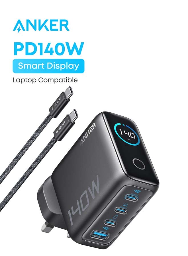 140W USB C Charger, Laptop Charger, 4-Port Multi-Device Fast Charging, Advanced GaN Power Adapter, Intuitive Touch Controls, Compatible with MacBook,