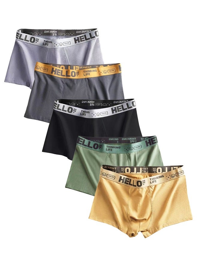 Zeemey 5 Pack Hello Men’s Sort Boxer Briefs & Trunks,Breathable Stretch Cotton Moisture-Wicking Underwear,Modern Fit Low Rise image 1
