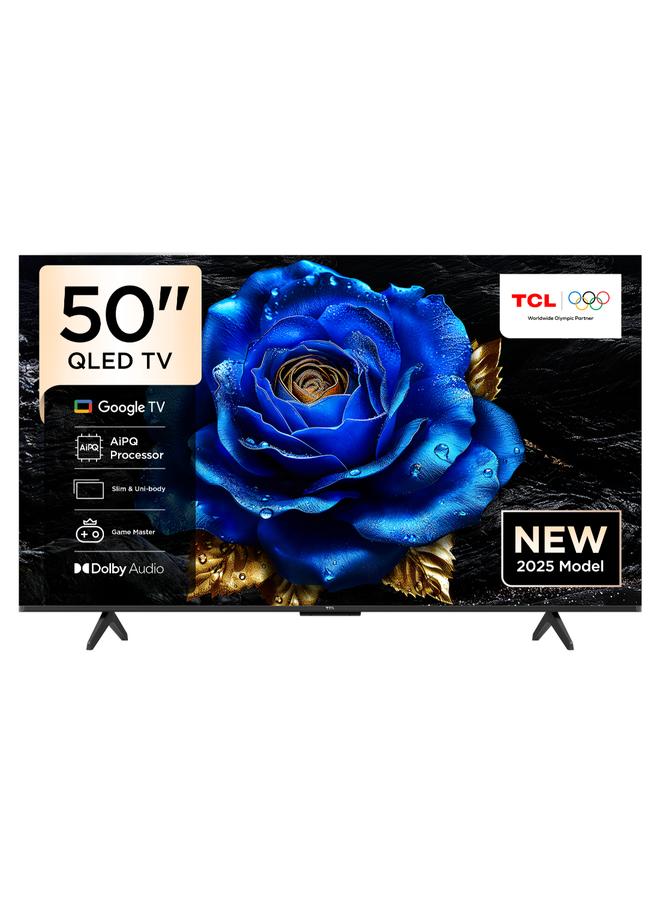 50 Inch Smart TV 4K QLED Colorful Quantum Crystal HDR 10+ Gaming Google TV, ONKYO 2.1 Hi-Fi, Dolby Atmos, DTS Virtual X, Voice Control, Game Master, 50T6C (2025 Model) 50T6C black image 1