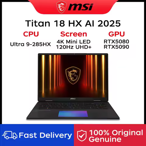 2025 MSI Titan 18 HX AI Gaming Laptop 18 Inch 4K Mini LED 120Hz UHD+ Screen Notebook Ultra 9-285HX 64GB 6TB RTX5080 Netbook PC image 1