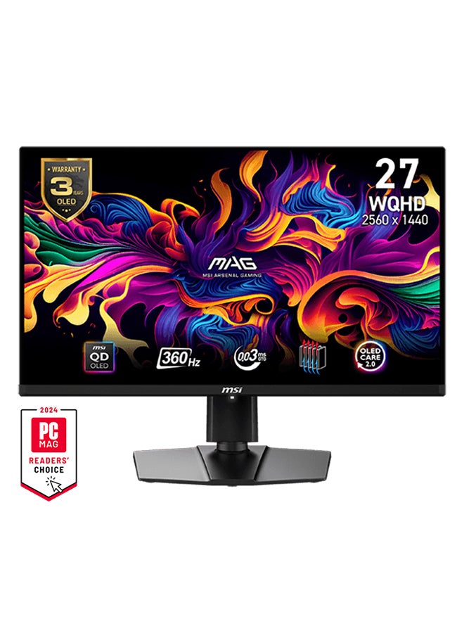 MAG 271QPX E2 Gaming Monitor, 27" WQHD QD-OLED Display, 240Hz Refresh Rate, 0.03ms (GtG) Response Time, Adaptive Sync Technology, 1.07b Color Support, 9S6-3CD89T-021 Black image 1