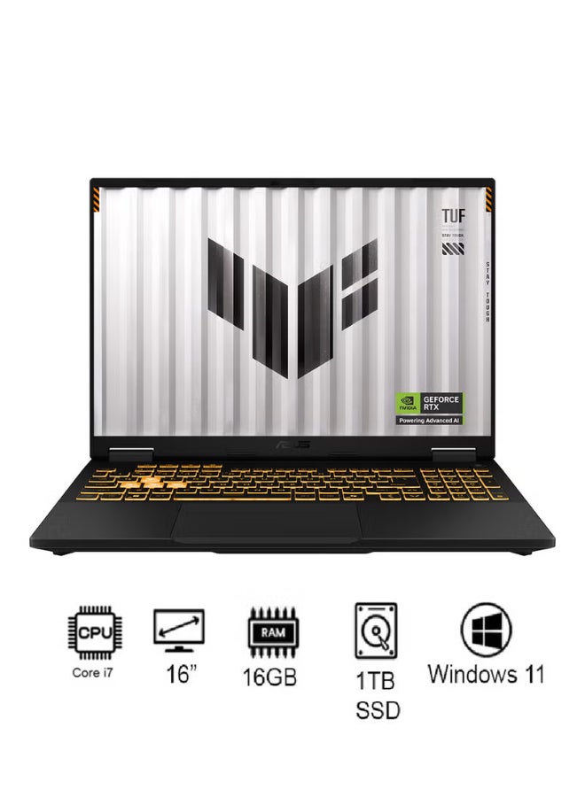 TUF F16 Gaming (2025) Laptop With 16 Inch WUXGA(1920x1200) Display,Intel Core i7-14650HX Processor/16GB RAM DDR5/1TB SSD/8GB NVIDIA GeForce RTX 5060 Graphics /Windows 11 Home/ Arabic Jaeger Gray image 1