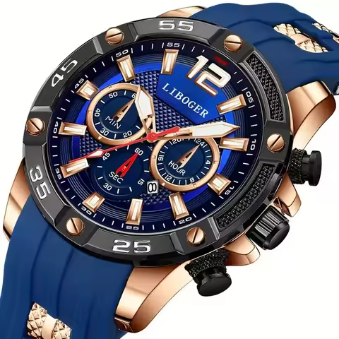 Casual Silicone Strap Men Sports Watches Luxury Large Dial Calendar Quartz Wristwatches For Mens Clock Reloj Hombre image 1