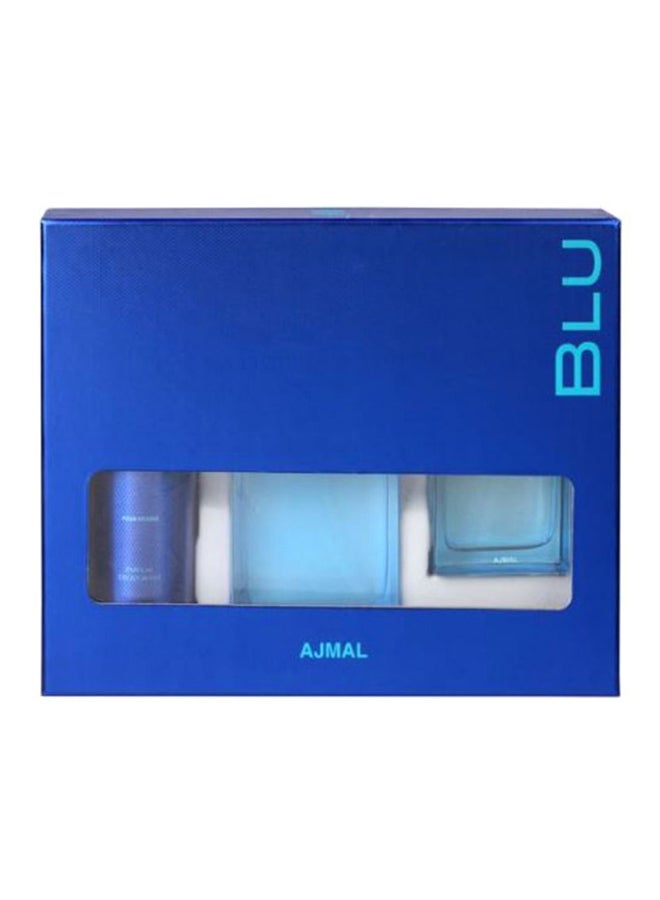 Ajmal 3-Piece Blu Gift Set Deodarant 200 Ml, Spray 90 milliliter Cologne 100ml image 4