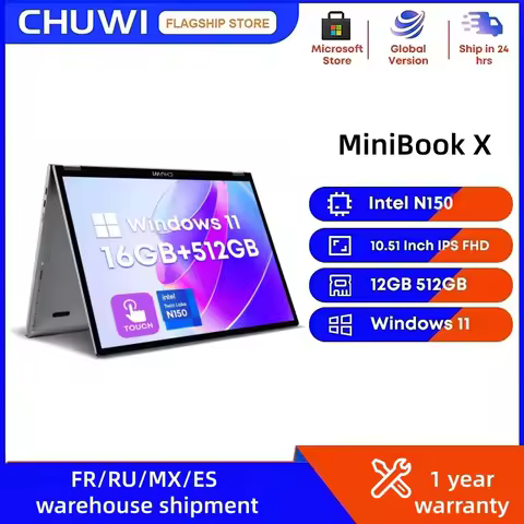 CHUWI MiniBook X Intel N150 10.51 Inch 2-in-1 Tablet Laptop 12GB LPDDR5 512G SSD Windows 11 Laptops Mini Notebook 2K FHD WiFii 6 image 1