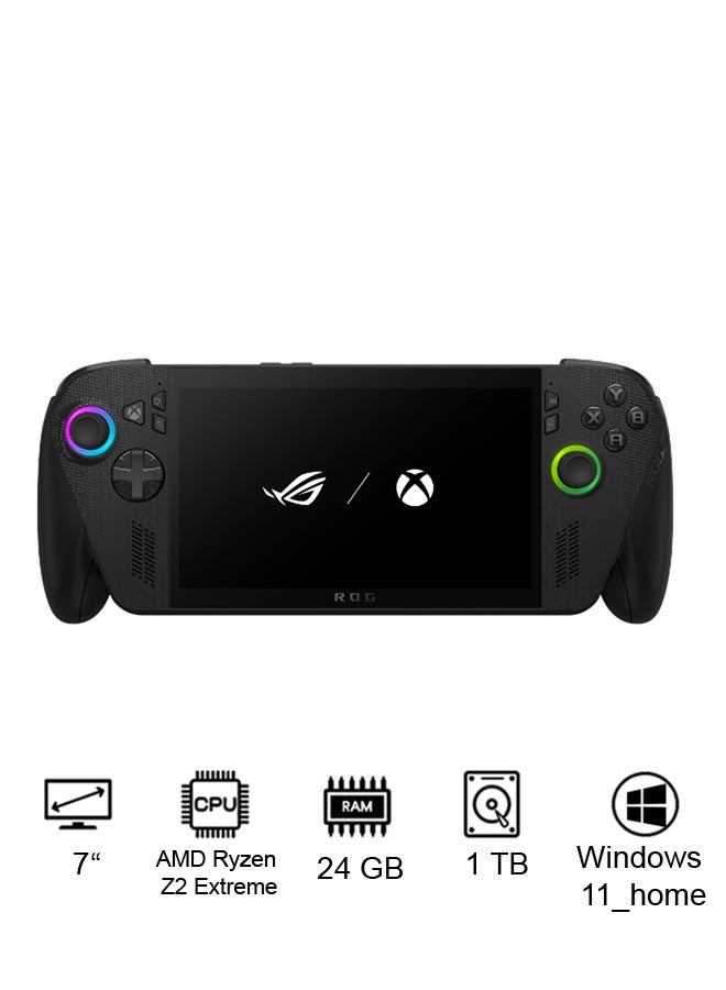 ROG Ally X XBOX Gaming Console With 7 Inch Full HD(1920X1080) Display 120Hz, AMD Ryzen Z2 Extreme Processor/24GB RAM DDR5/1TB SSD/AMD Radeon Graphics/Windows 11 Home/Dolby Speaker TYPE C & Finger Print Sensor/ English/Arabic Black image 1