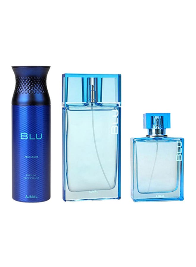 Ajmal 3-Piece Blu Gift Set Deodarant 200 Ml, Spray 90 milliliter Cologne 100ml image 1