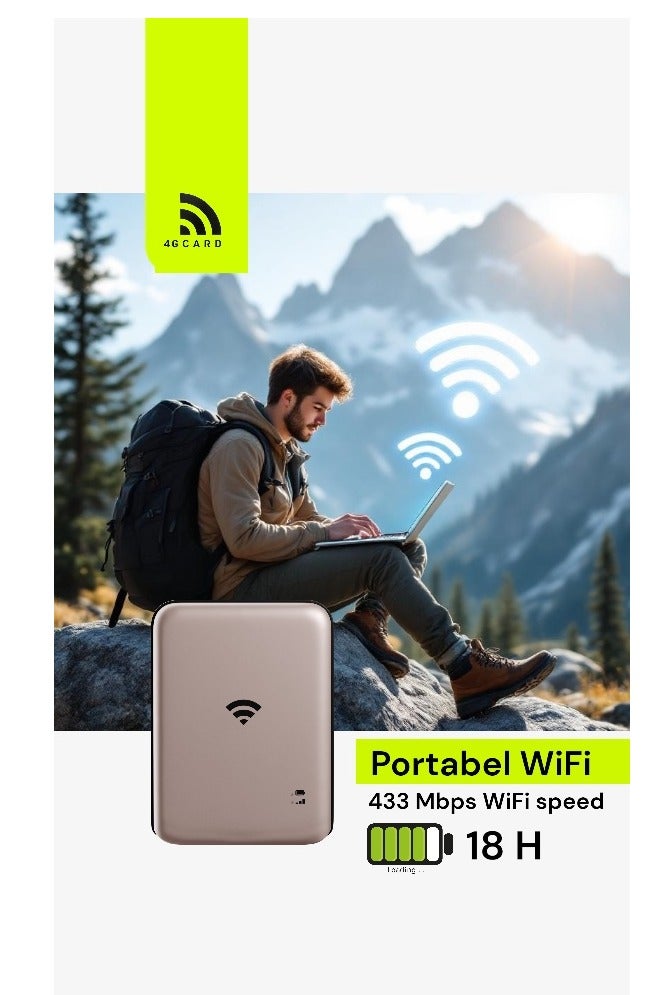 4GCARD1624/Portable Wi-Fi Router / 4100mAh / 10 Connected Devices / Travel /4G / LTE Home & Outdoor Portable Router for Office and Home/Desert color image 1