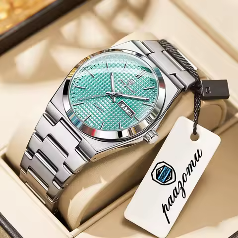 PAAZOMU Original Luxury Men Clock Fashion Luminous Waterproof Chronograph Date Watch For Man Leather Quartz Men's Watches Reloj image 1