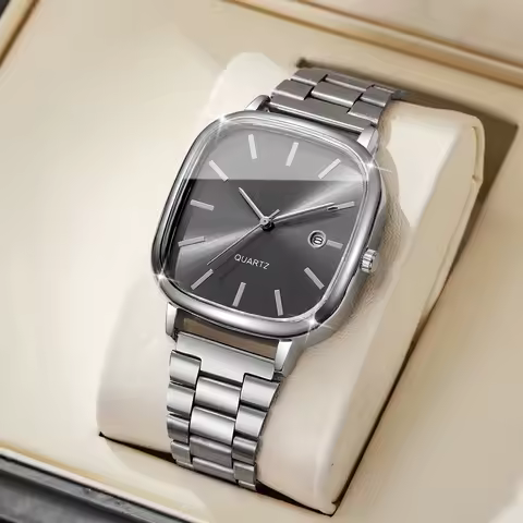 Fashion Square Men Business Watches Analog Calendar Quartz Watch for Mens Clock Reloj Hombre（Without Box） image 1