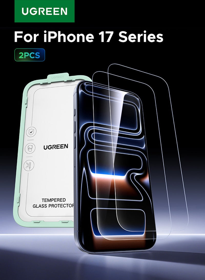 2-Pack for iPhone 17 Pro Max Screen Protector, 9H Hardness, Military-grade Shockproof, Ultra HD Clear Tempered-Glass with Easy Installation Tool, Anti