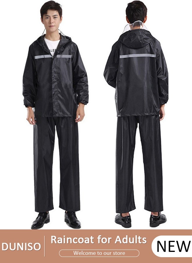 Rain Suit Jacket & Trouser Suit Raincoat Hooded Rain Poncho Lightweight Emergency Jacket for Men & Women Outdoor All-Sport Waterproof Breathable Anti-storm image 1