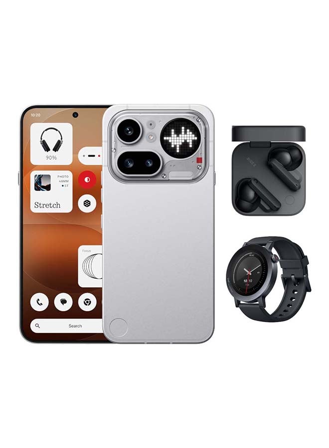 Phone 4a Pro 5G Dual SIM Silver 12GB RAM 256GB With CMF Buds 2 and CMF Watch 3 Pro - Middle East Version image 1