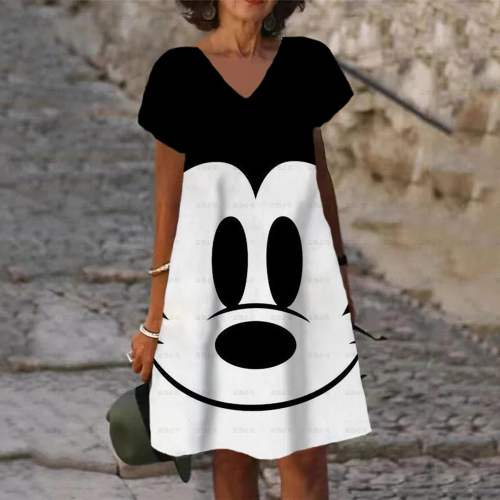 Summer New Puff Dress Women's Mickey Mouse Women's Long Sleeve A-line Fashion Dress image 1