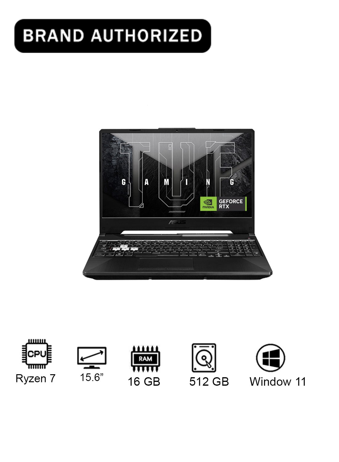 TUF A15 Gaming (2025) Laptop – AMD Ryzen 7-7445HS / 15.6inch FHD / 512GB SSD / 16GB RAM / 4GB NVIDIA GeForce RTX 3050 Graphics / Windows 11 Home / English & Arabic Keyboard / Graphite Black / Middle East Version – [FA506NCG-B165W] English/Arabic Graphite Black image 1