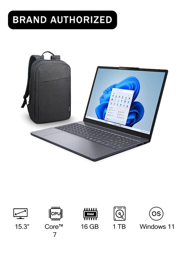 IdeaPad Slim 3 15IRH10R Intel Core 7 240H, 16GB RAM, 1TB SSD, Integrated Intel Graphics, 15.3" WUXGA 60Hz Display, Win11 [83K40047AX] + Free Laptop Bag Luna Grey image 1