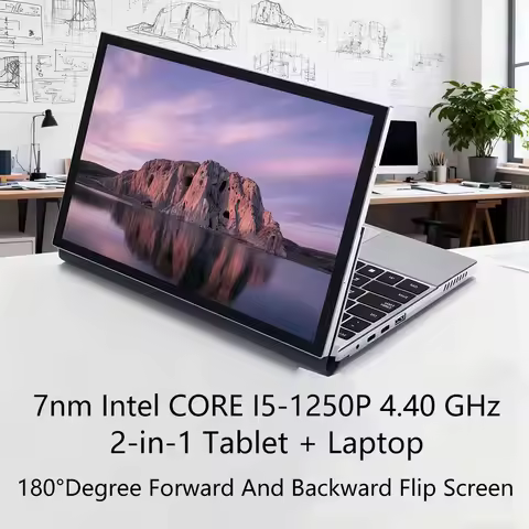 2025 Mini pc 11" 2 in 1 Laptop 12th Gen Intel Core i5-1250P 1920*1200 Touch Screen 180°Degree Forward And Backward Flip Screen image 1