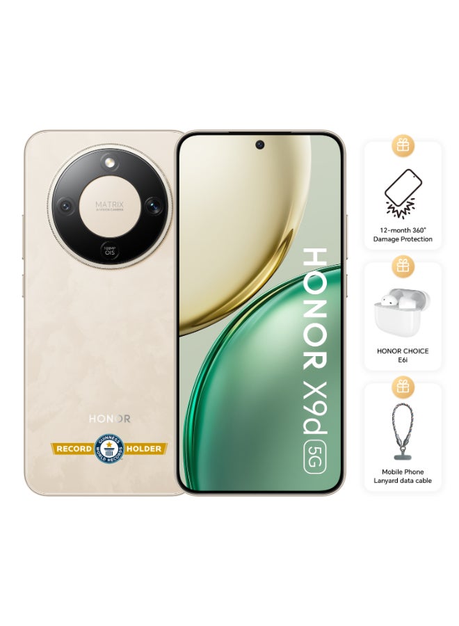 X9d Dual SIM 5G 12GB RAM 256GB Sunrise Gold With Free Choice E6i Earbuds, Lanyard Data Cable and 12 Month Damage Insurance - Middle East Version image 1