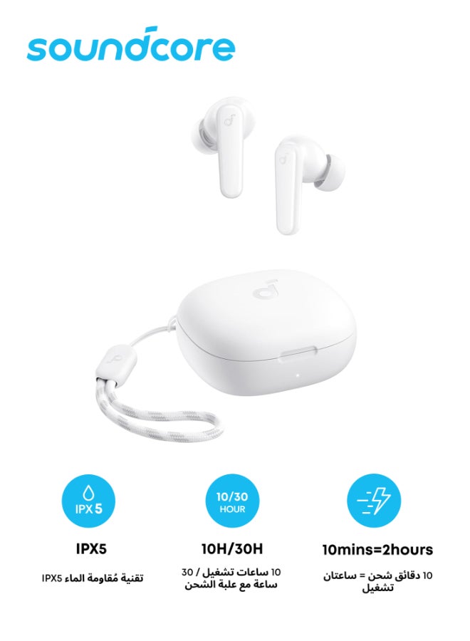 P20i Bluetooth Earphones, 10mm Drivers with Big Bass True Wireless Earbuds, Bluetooth 5.3, 30H Playtime, IPX5, 2 Mics for AI Clear Calls, 22 Preset EQs, Customization via App White image 1