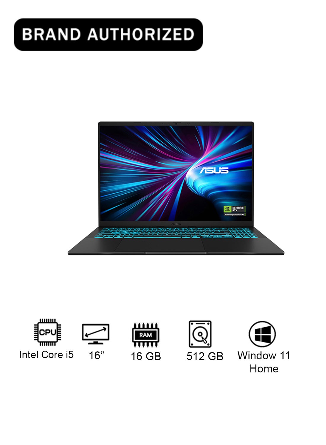V16 Gaming (2025) Laptop – 2nd Series Laptop With 16-Inch Display, Core 5-210H Processor/16GB RAM/512GB SSD/6GB NVIDIA GeForce RTX 4050 Graphics/Windows 11 Home/Middle East Version – [V3607VU-RP038W] English/Arabic Matte Black image 1