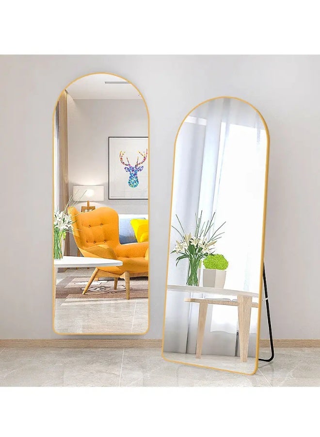 Full Length 160x45 cm Arched Shape Mirror With Stand, Arched Wall Mirror, Black Floor Mirror Freestanding, Wall Mounted Mirror for Bedroom Living Room
