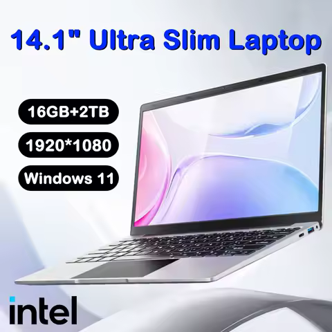 Ultra Slim Laptop 14.1" 16GB RAM 2TB SSD Intel N3700 Notebook Windows 11 Pro 1920*1080 Display Office Study Computer PC image 1