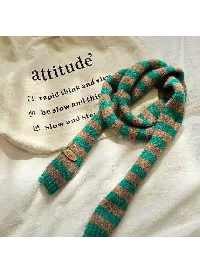 Hip hop fashion Y2k long striped knitted scarf for men and women image 1