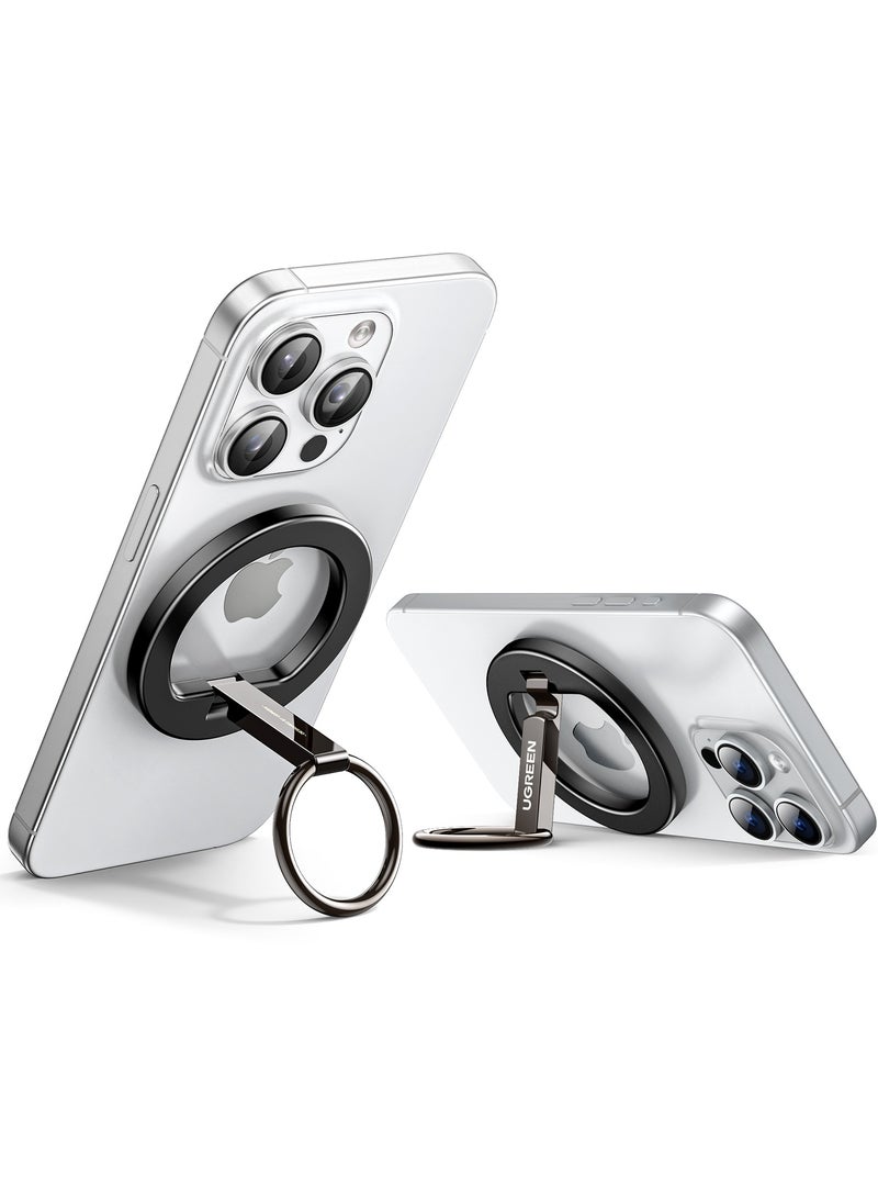 Phone Ring Holder Stand Phone Finger Grip Kickstand, 360° Rotation Polished Metal Grip for Magnetic Car Mount, Compatible with iPhone 16/15/14 Pro Max
