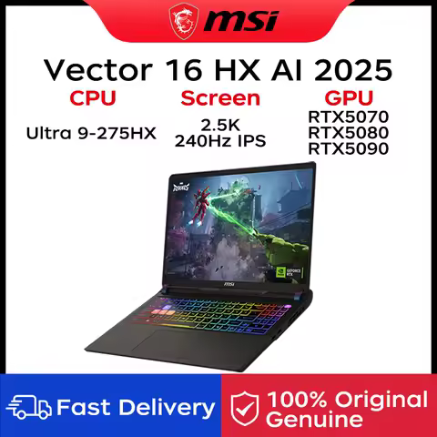 2025 MSI Vector 16 HX AI Gaming Laptop 16 Inch 2.5K 240Hz IPS Screen Notebook Ultra 9-275HX 32GB 2TB RTX5080 Netbook Computer PC image 1