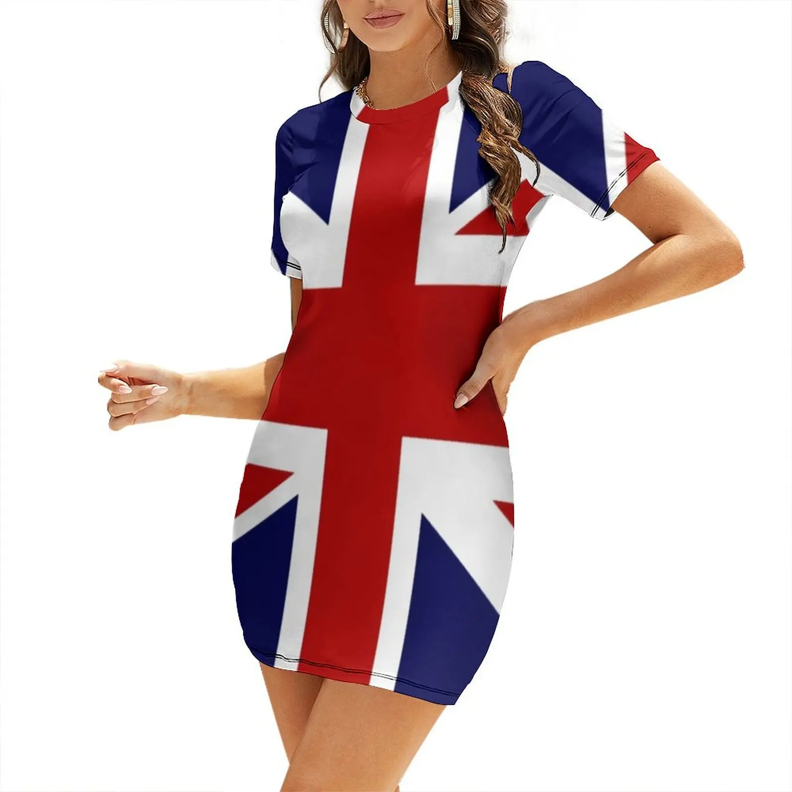 Union Jack Flag of UK Short Sleeved Dress Women's skirt elegant dresses plus sizes Dress image 1