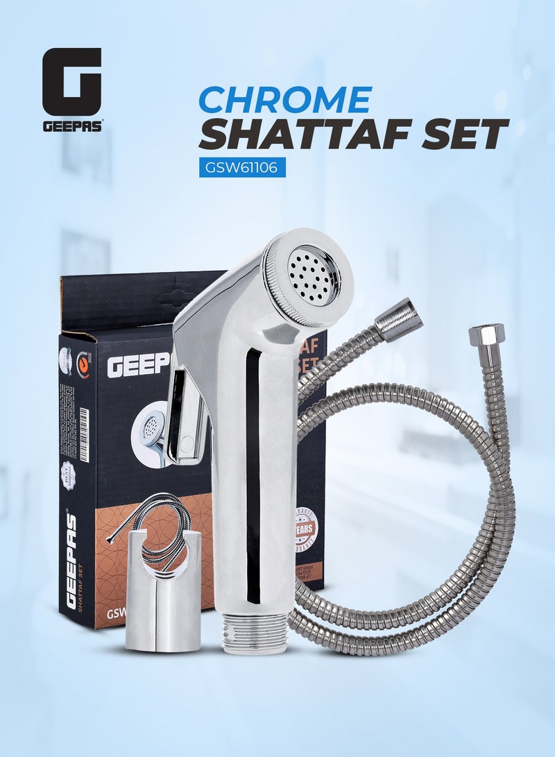 Chrome Shattaf Set | Soft Spray, Non-Stop Water Jet With Easy to use Mechanism | High-Quality ABS Material And High Grade Chrome, 1/2" Standard Connec