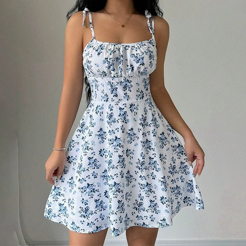 Women's Summer Floral Spaghetti Strap Beach Short Dress,Womens Dresses,Woman Clothing,Woman Clothes,Sundress,New in Dress 2025 image 1