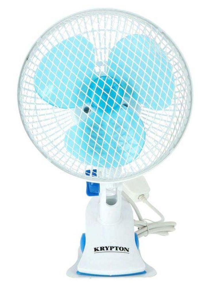 8" Table and Clip Fan | 2-in-1 Design with Oscillation | High-Speed Motor | 3 Blade Cooling Fan with 2 Speed Settings KNF6116 White/Blue