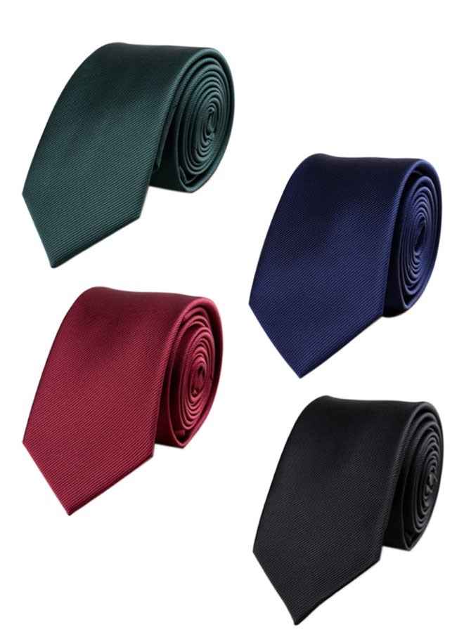 4pcs Men's Ties Solid Color Formal Mens Neckties 6cm for Business and Wedding Color Assorted image 1